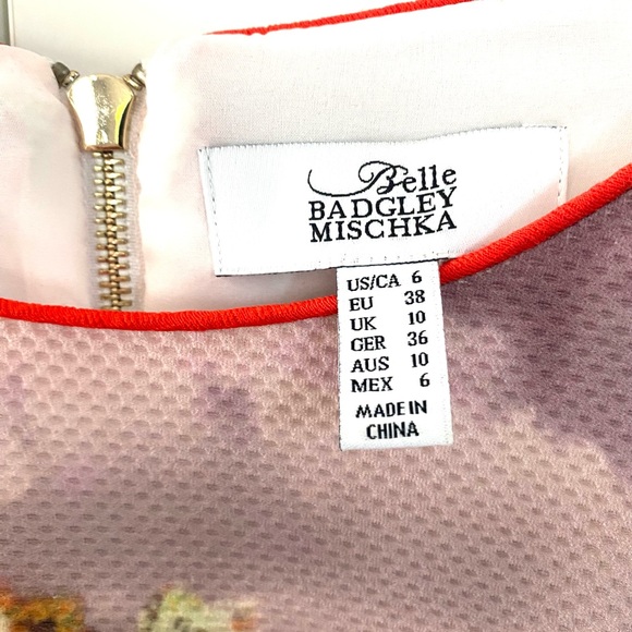 BELLE BADGLEY MISCHKA Women's Floral Watercolors Sheath Dress Size 6 - Picture 4 of 4
